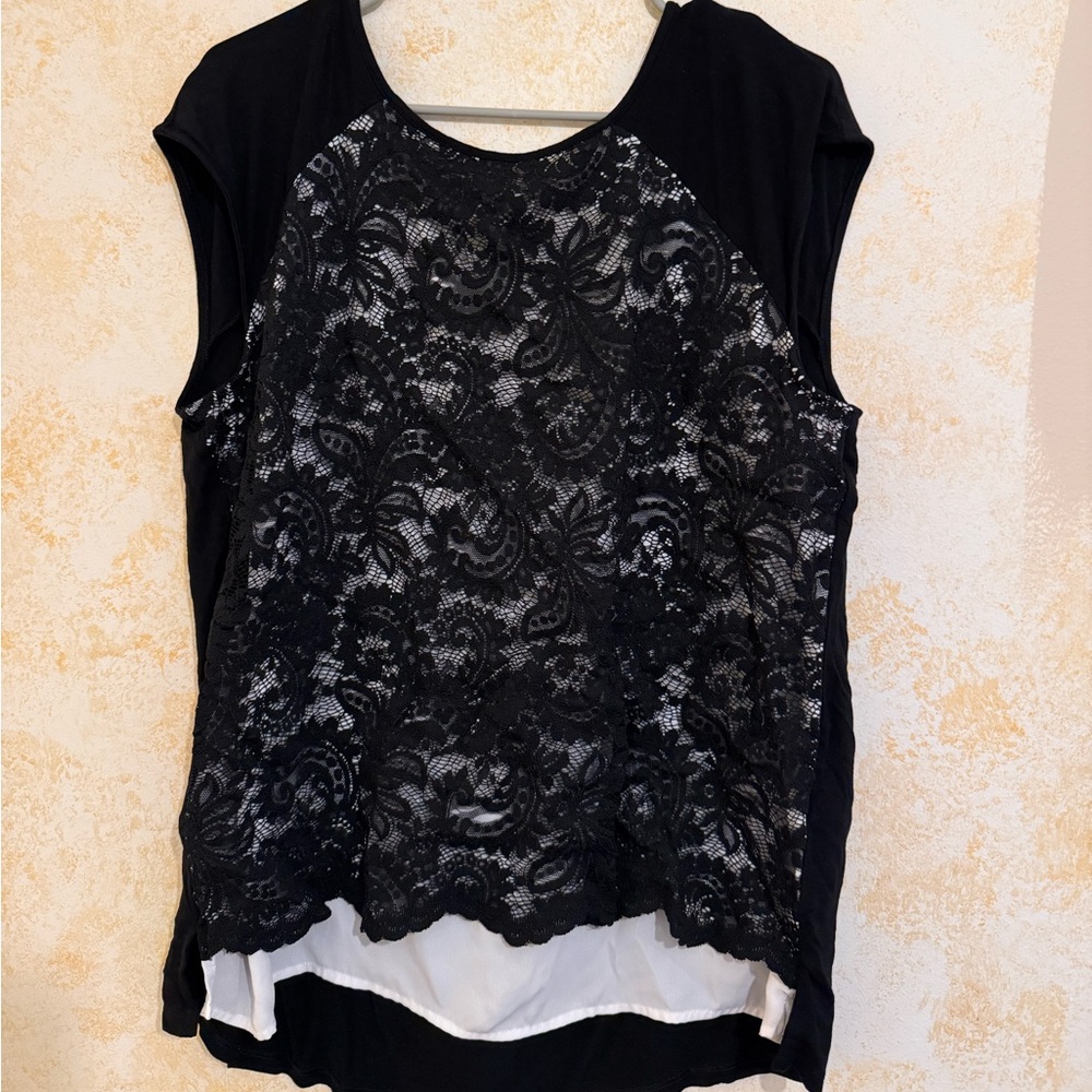 White House Black Market Black Lace Blouse